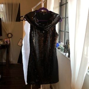 Black sequin dress.